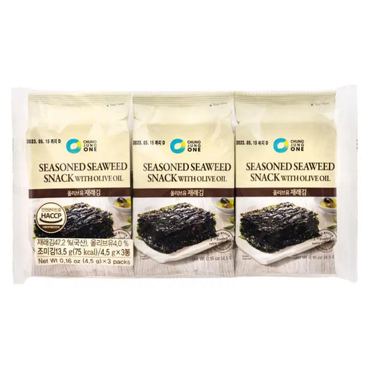 (Case) Chung Jung One Seasoned Seaweed Snack with Olive Oil 올리브유 재래김 13.5g (4.5g*3)*15