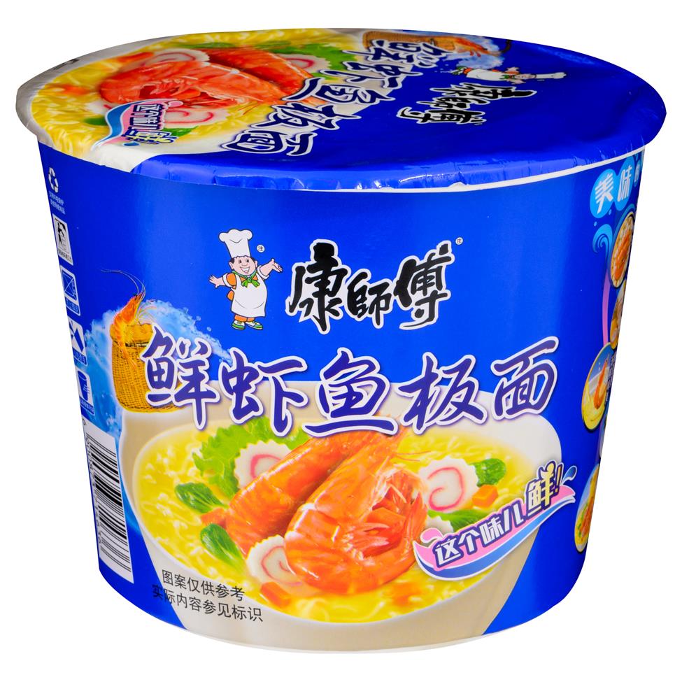 (Case) Master Kong Artificial Fish Flavour Noodle (Bowl) 康師傅 鮮蝦魚板麵 (碗) 101g*12