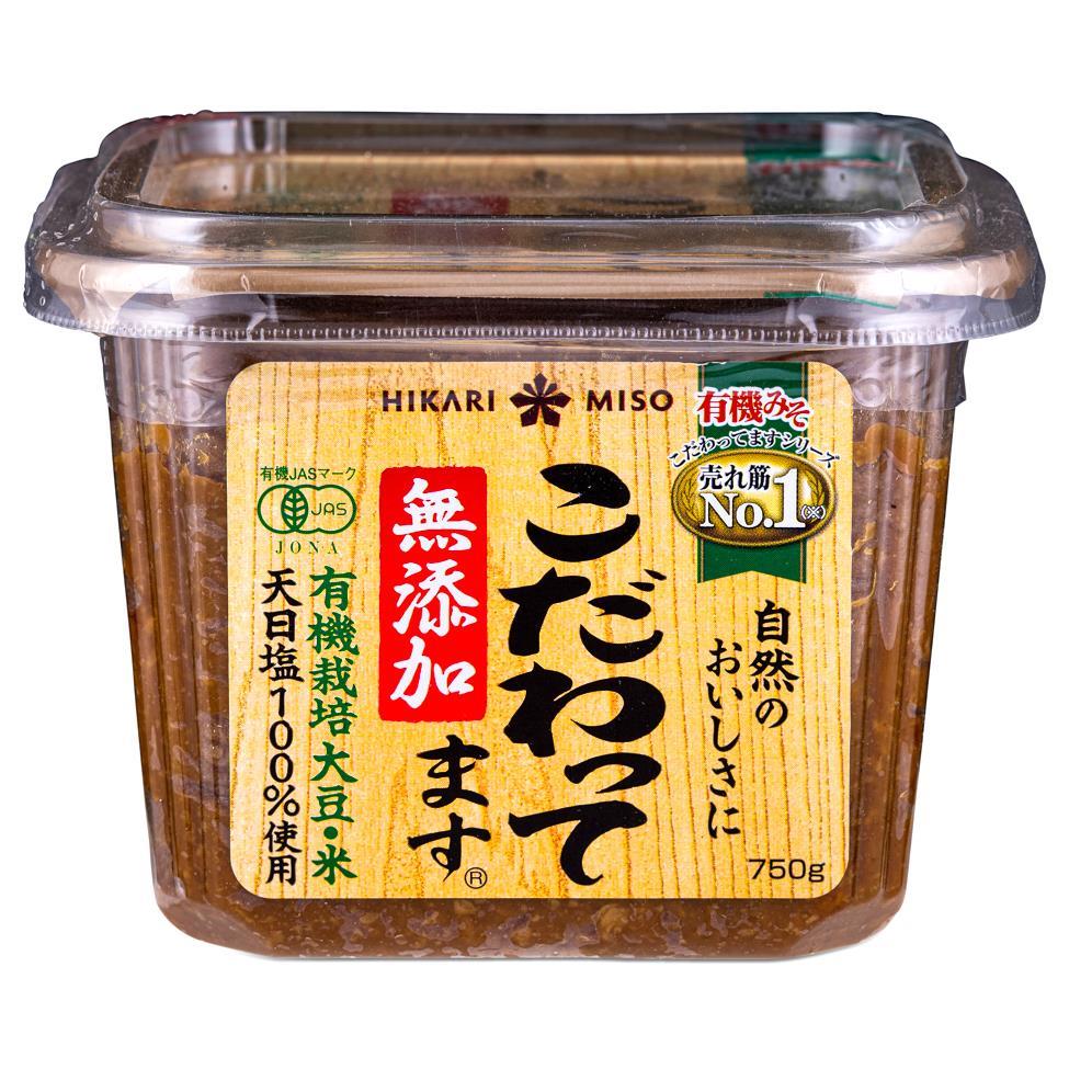 (Case) Hikari Miso Mutenka Kodawattemasu (Organic) Soybean Paste 無添加 こだわってます 750g*8