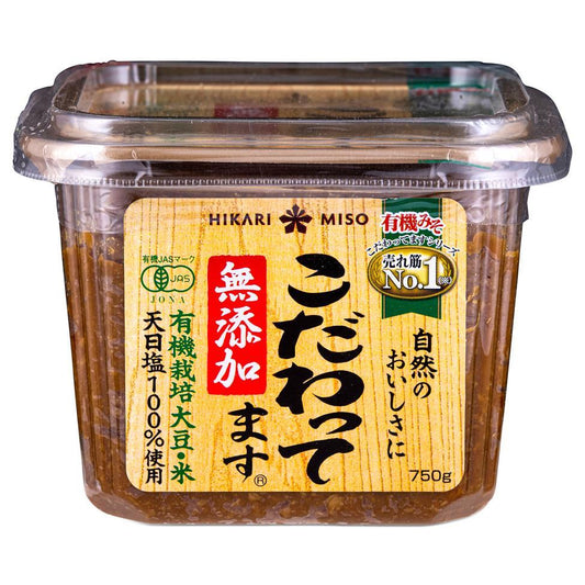 (Case) Hikari Miso Mutenka Kodawattemasu (Organic) Soybean Paste 無添加 こだわってます 750g*8