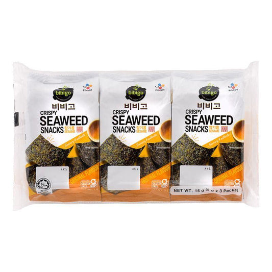 (Case) CJ Bibigo Crispy Seaweed Snacks (Sesame Original Flavour) 참기름 15g (3 x 5g)*12