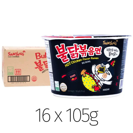 (Case) Samyang Buldak Hot Chicken Flavour Ramen Big Bowl 불닭 볶음면 105g*16