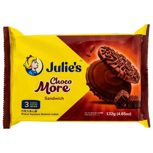 (Case) Julie's Choco More Sandwich 茱蒂絲 巧克力夾心餅 132g (3 pcs)*24