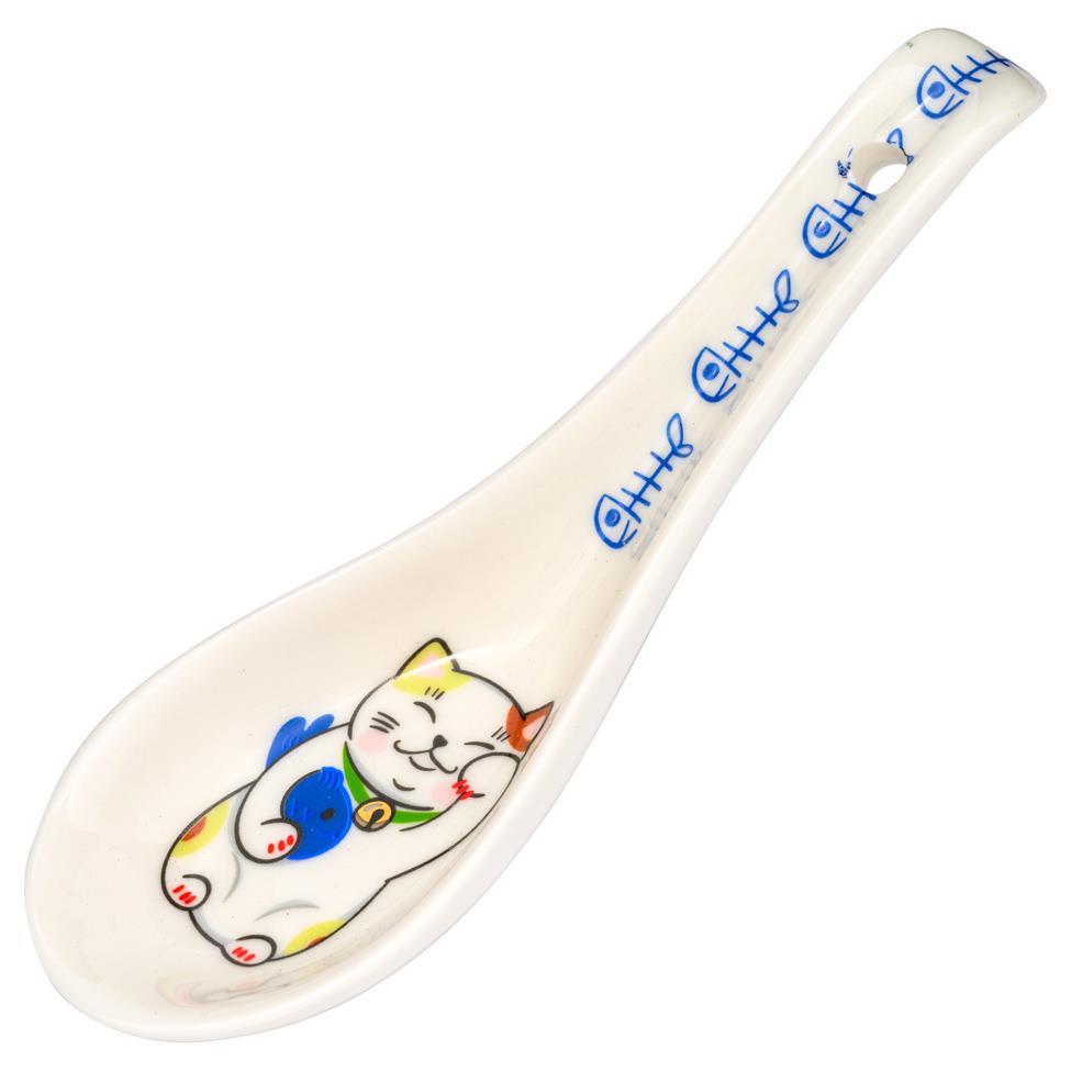 (Case) Tokyo Design Studio Ceramic Lucky Cat Blue Fish Spoon*12