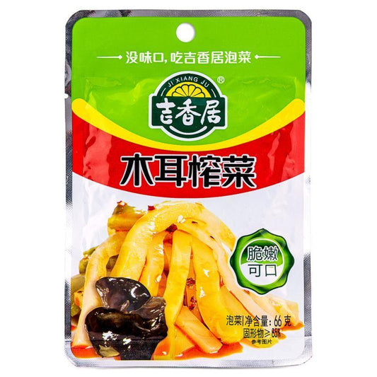 (Case) Ji Xiang Ju Sliced Preserved Vegetables with Black Fungus (S) 吉香居 木耳榨菜 (小) 66g*50